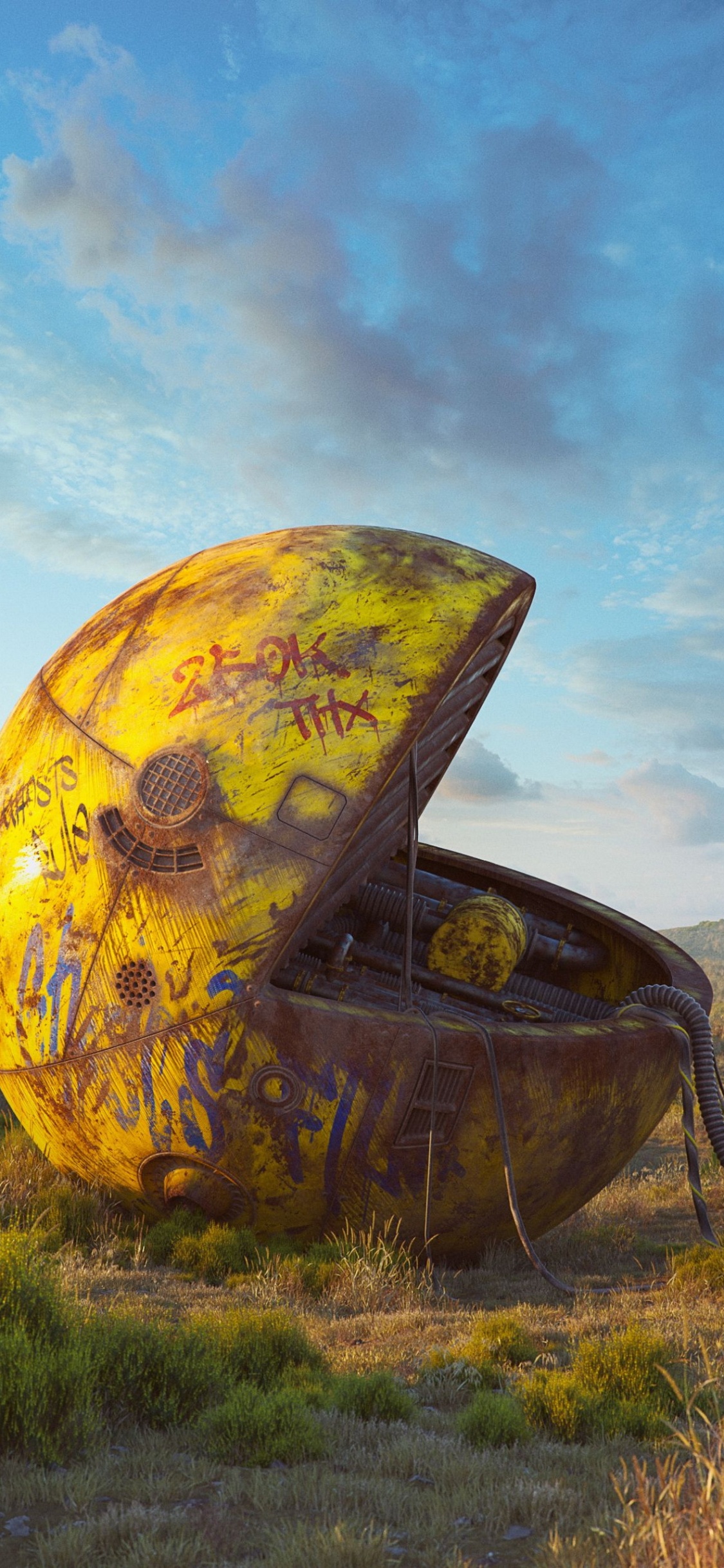 Обои реалистичный пакмен, pac man, мисс пакман, пак-мания, аркадная игра в разрешении 1125x2436