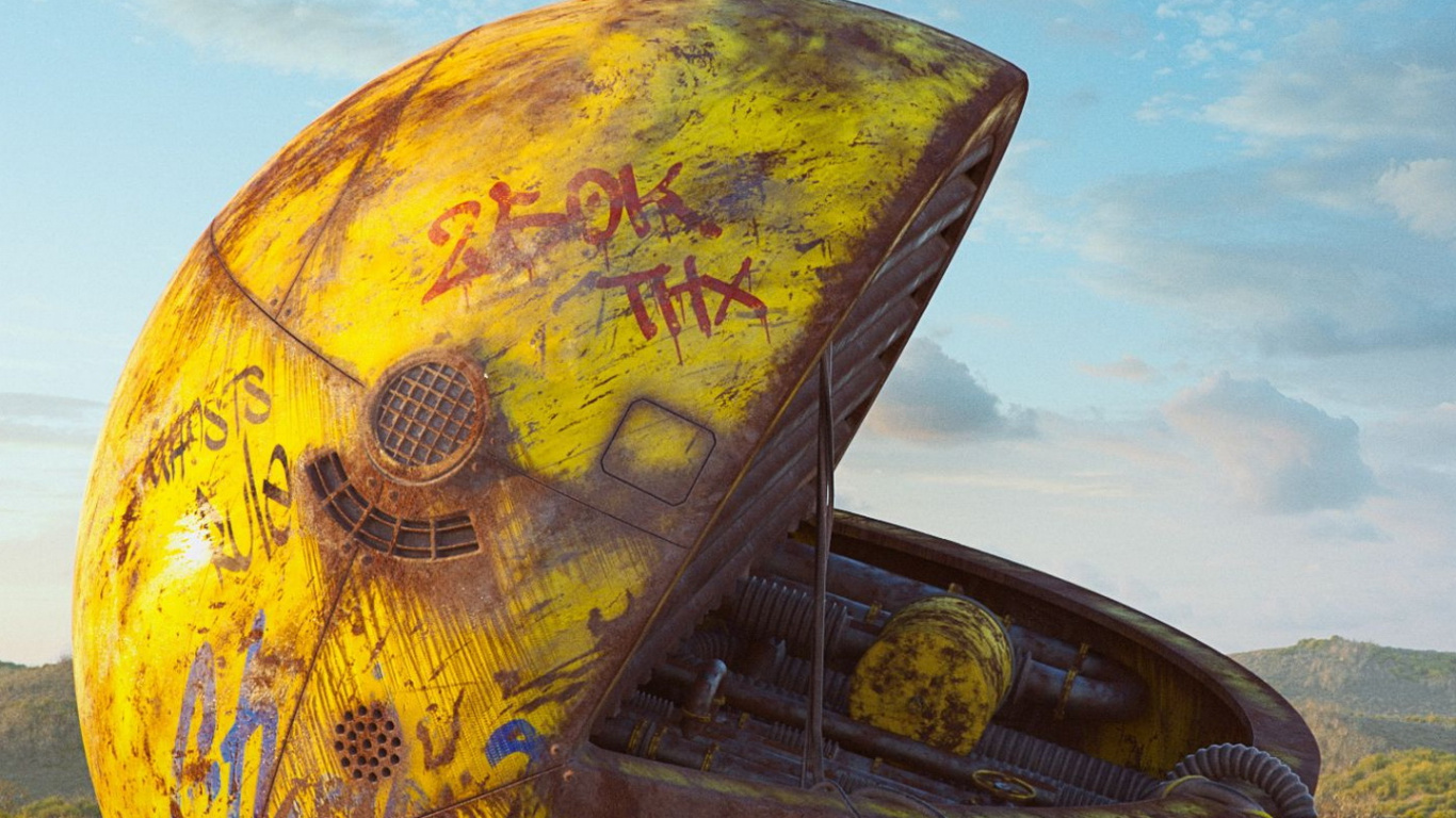 Обои реалистичный пакмен, pac man, мисс пакман, пак-мания, аркадная игра в разрешении 1366x768