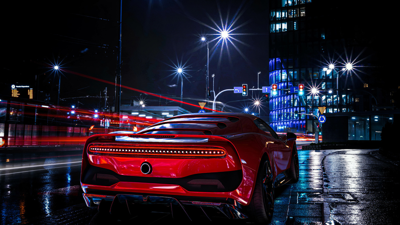 Обои отражение, колесо, шина, легковые автомобили, автомобильное освещение в разрешении 1280x720