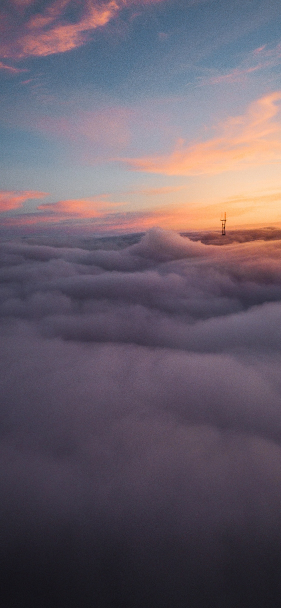 Обои полет, облако, атмосфера, послесвечение, экорегион в разрешении 1125x2436
