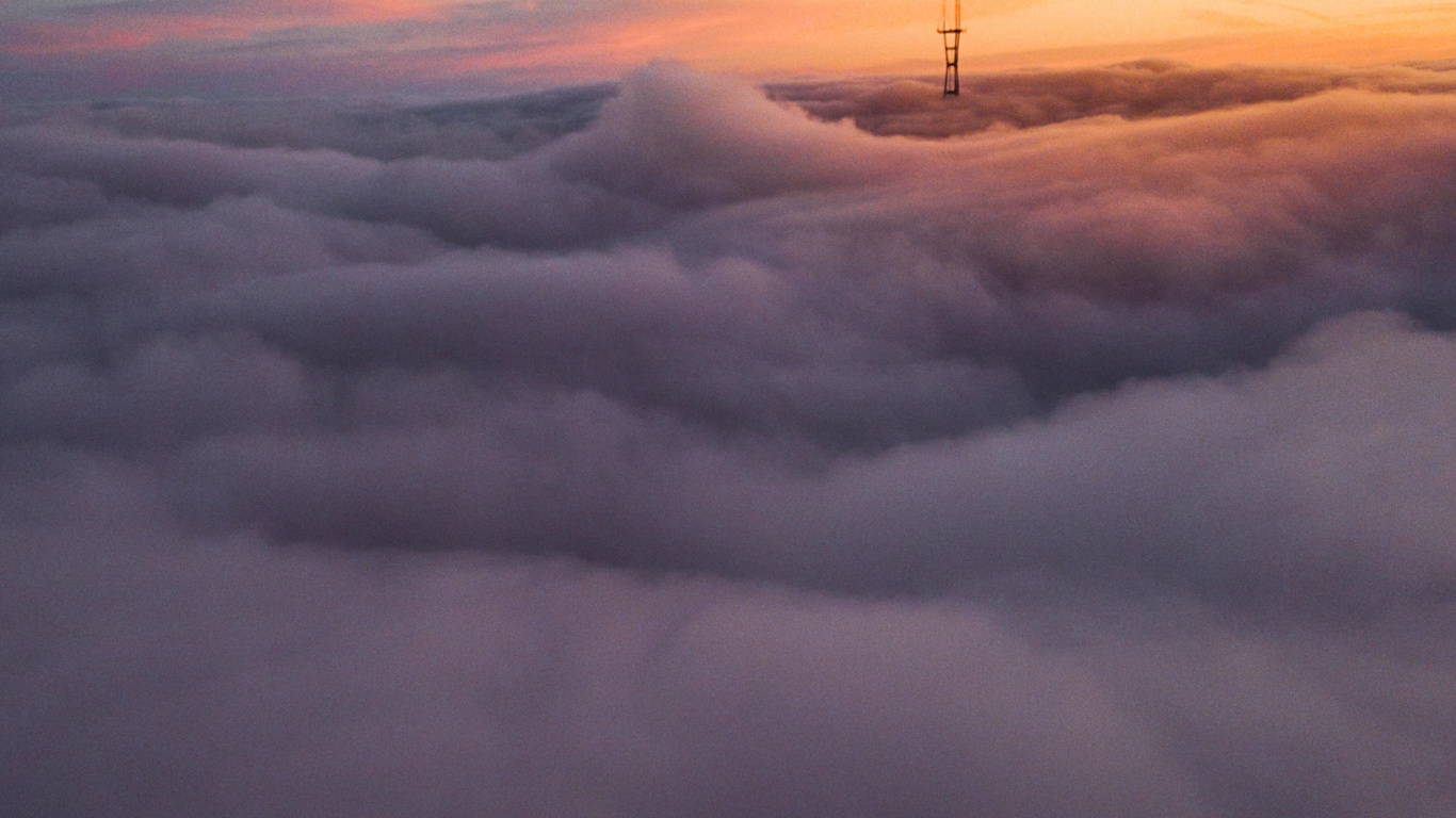Обои полет, облако, атмосфера, послесвечение, экорегион в разрешении 1366x768