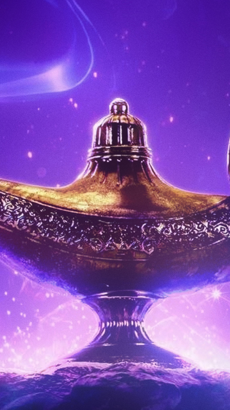 Обои Аладдин, пурпур, джинн, анимация, прицеп в разрешении 750x1334