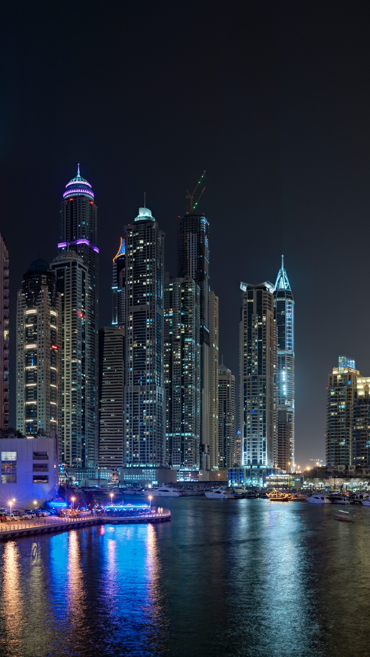 Обои Дубай Марина, город, городской пейзаж, метрополия, городской район в разрешении 720x1280