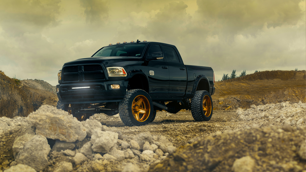 Обои dodge, Пикап, авто, рам грузовиков, автомобильные шины в разрешении 1280x720