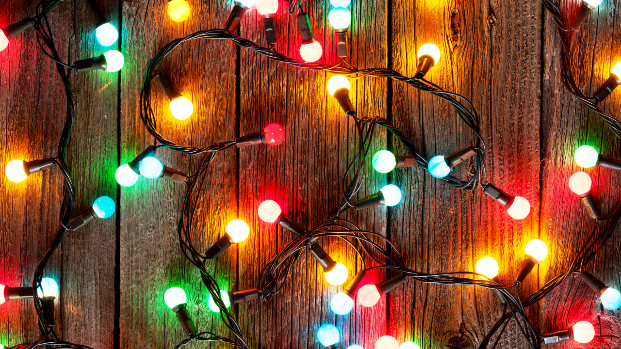 Обои Рождественские огни, Рождественский день, освещение, праздник, Рождество в разрешении 1280x720