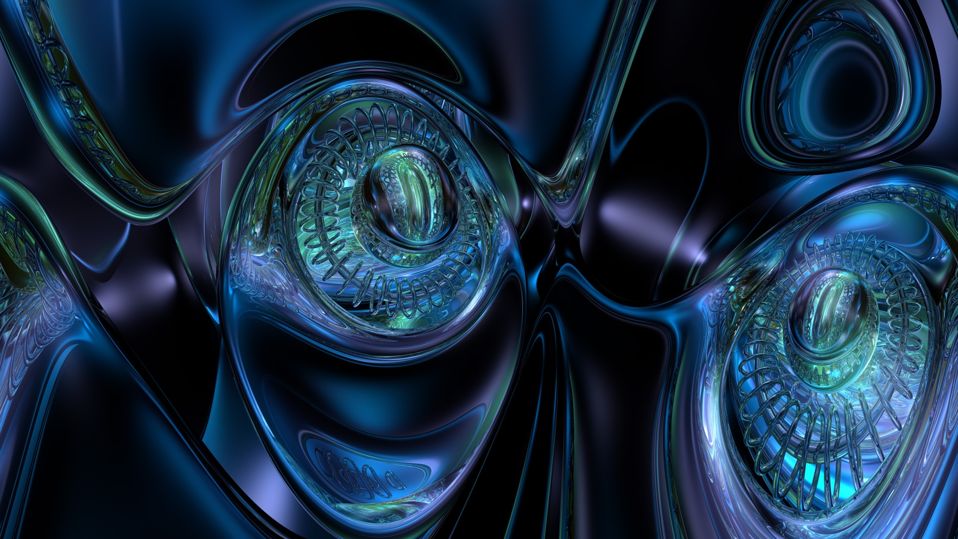 Обои синий, фрактальное искусство, свет, круг, синий цвет в разрешении 1920x1080