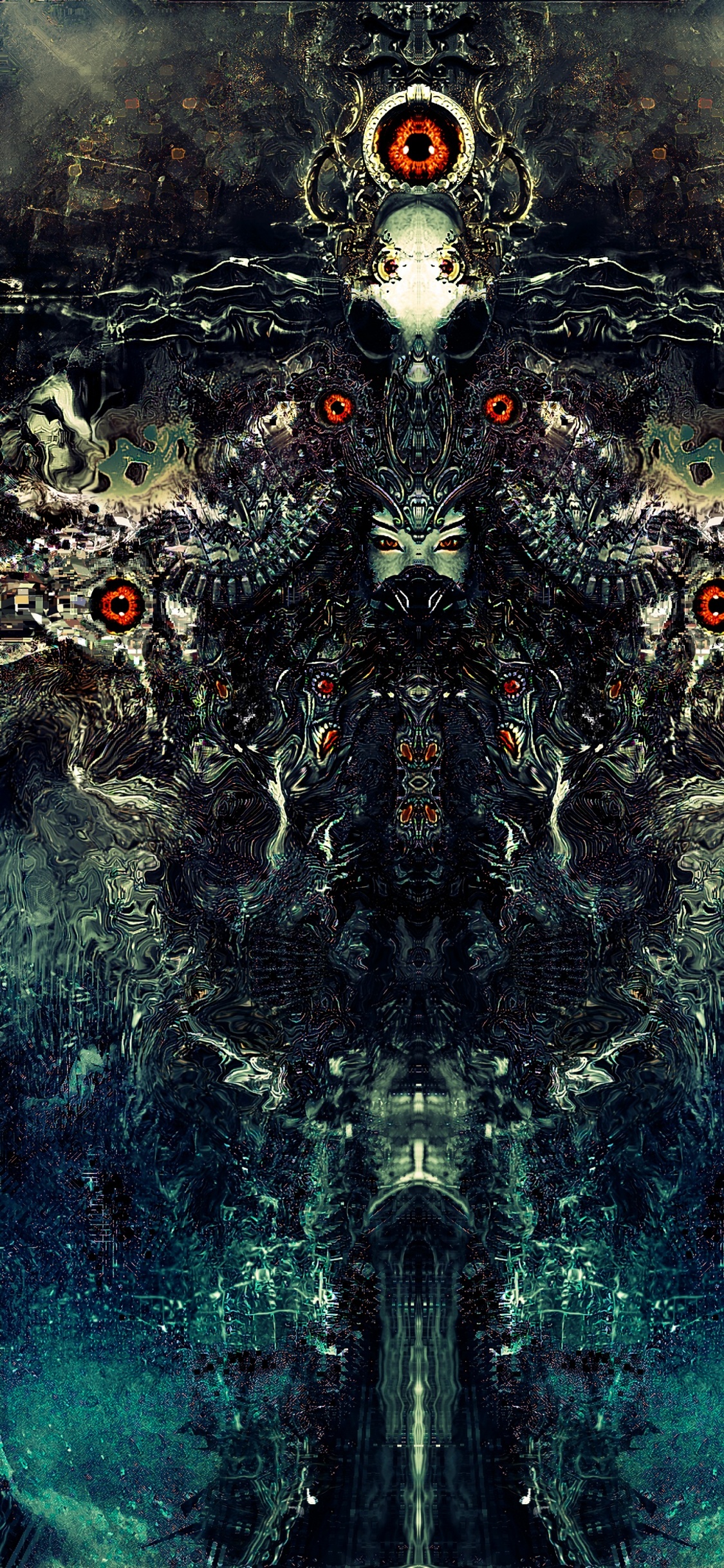 Обои дизайн, темнота, психоделическое искусство, арт, фрактальное искусство в разрешении 1125x2436