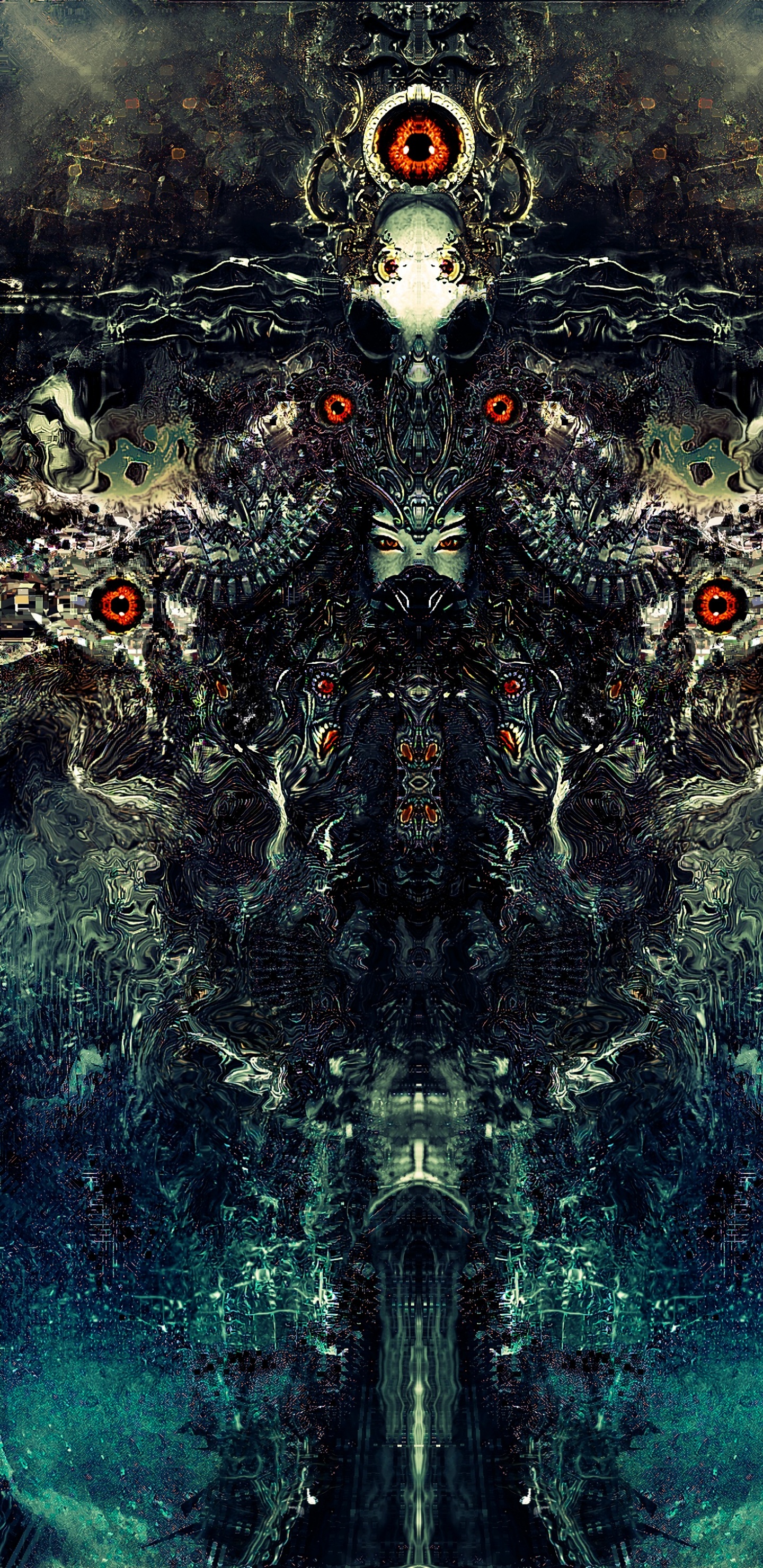 Обои дизайн, темнота, психоделическое искусство, арт, фрактальное искусство в разрешении 1440x2960