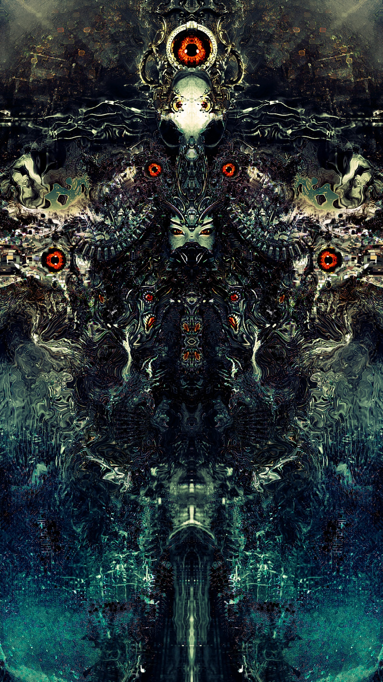 Обои дизайн, темнота, психоделическое искусство, арт, фрактальное искусство в разрешении 750x1334