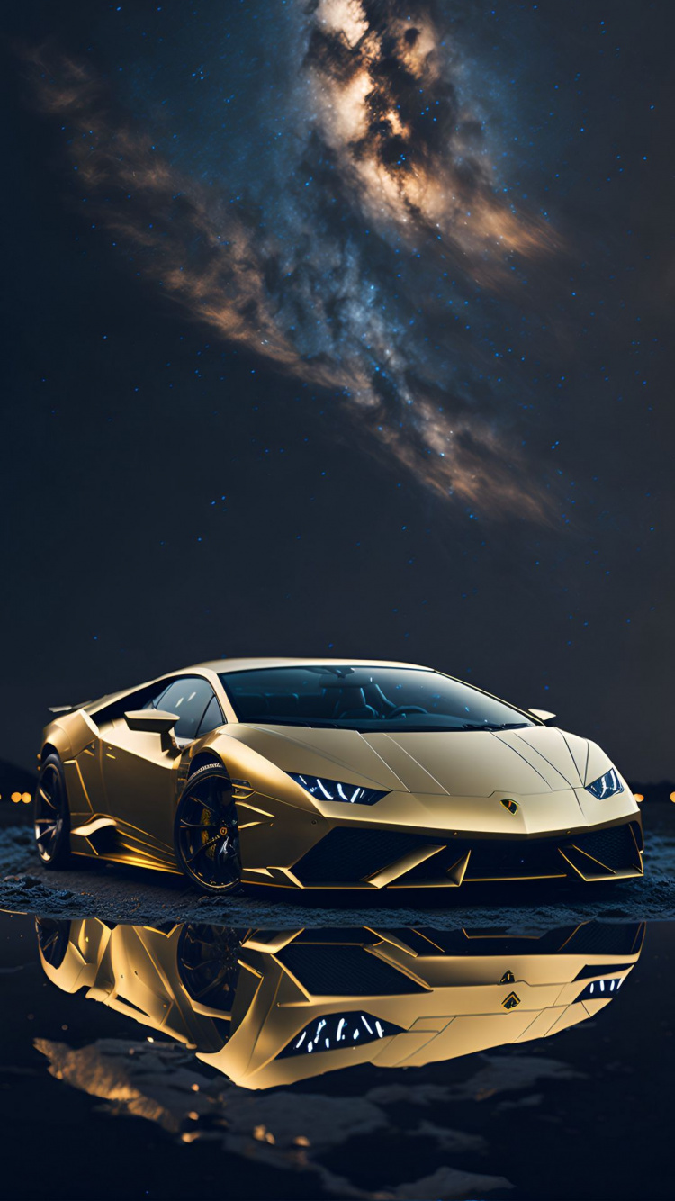 Обои отражение, легковые автомобили, шина, колесо, облако в разрешении 750x1334