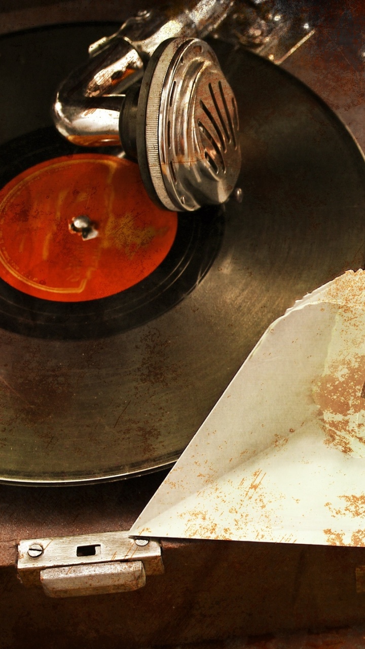 Обои натюрморт, фонограф, граммофонная пластинка в разрешении 720x1280
