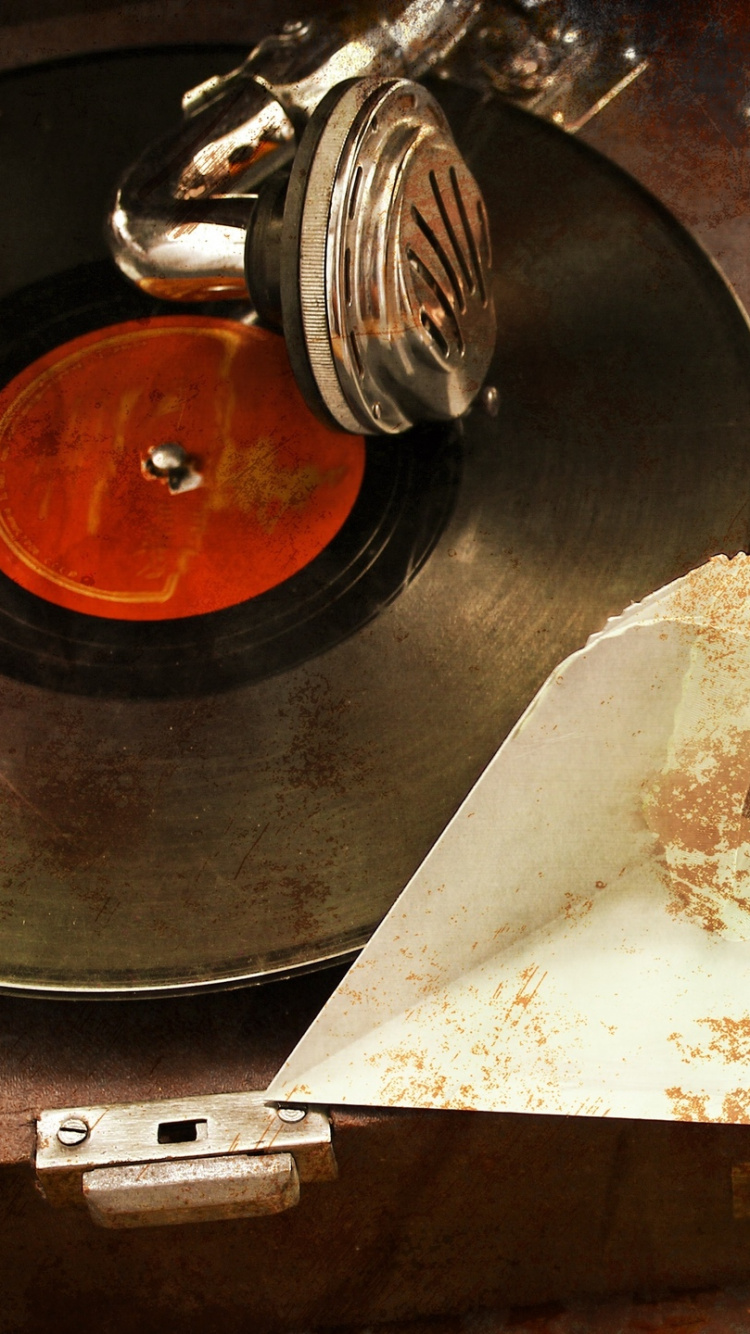 Обои натюрморт, фонограф, граммофонная пластинка в разрешении 750x1334