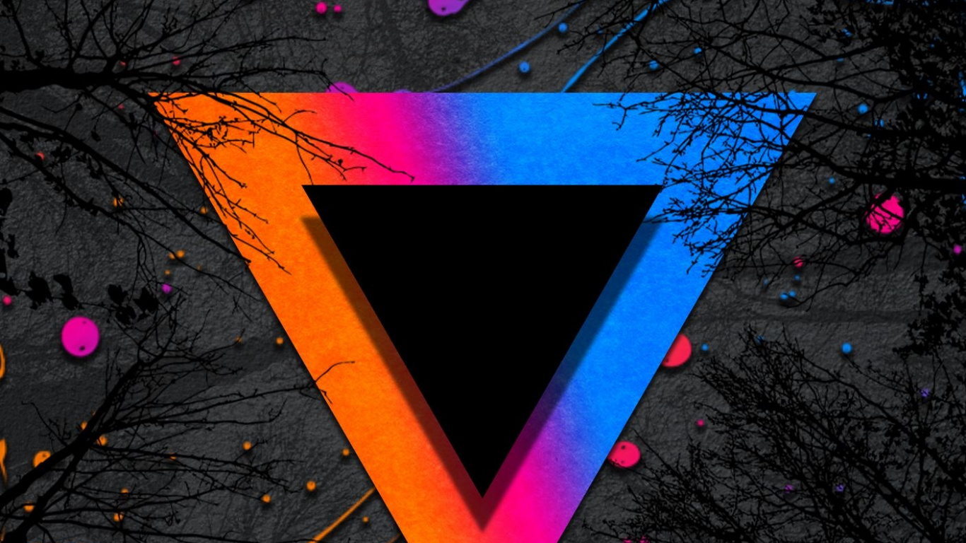 Обои треугольник, красочность, пурпур, розовый, Фиолетовый в разрешении 1366x768