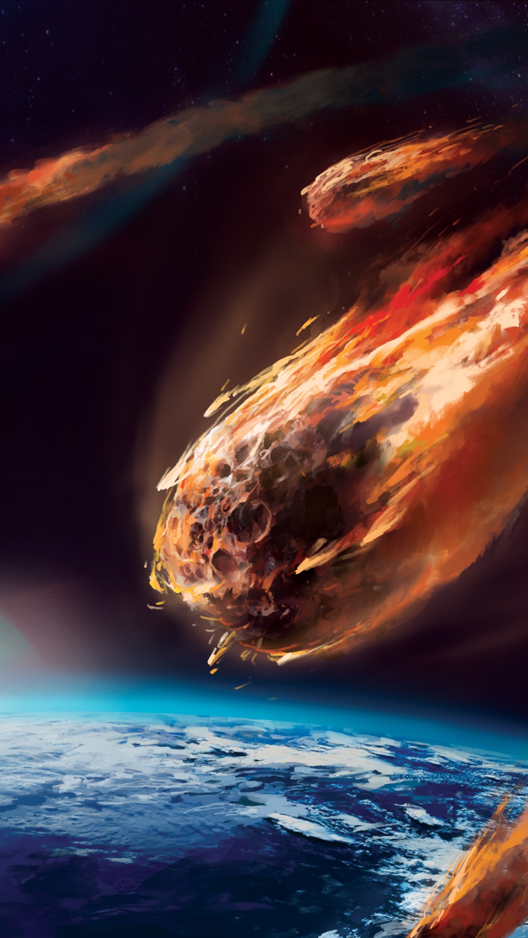 Обои земля, метеорит, астероид, астрономический объект, планета в разрешении 1080x1920