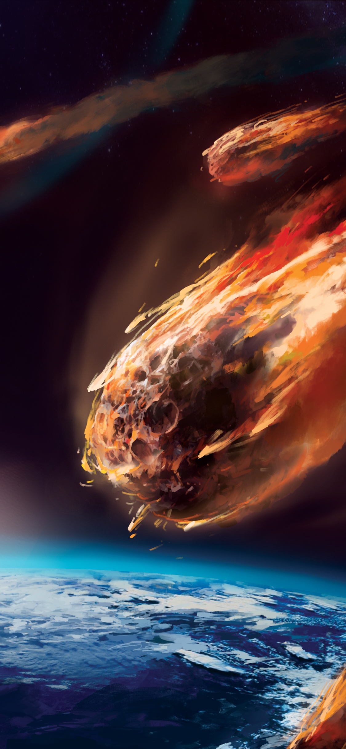 Обои земля, метеорит, астероид, астрономический объект, планета в разрешении 1125x2436