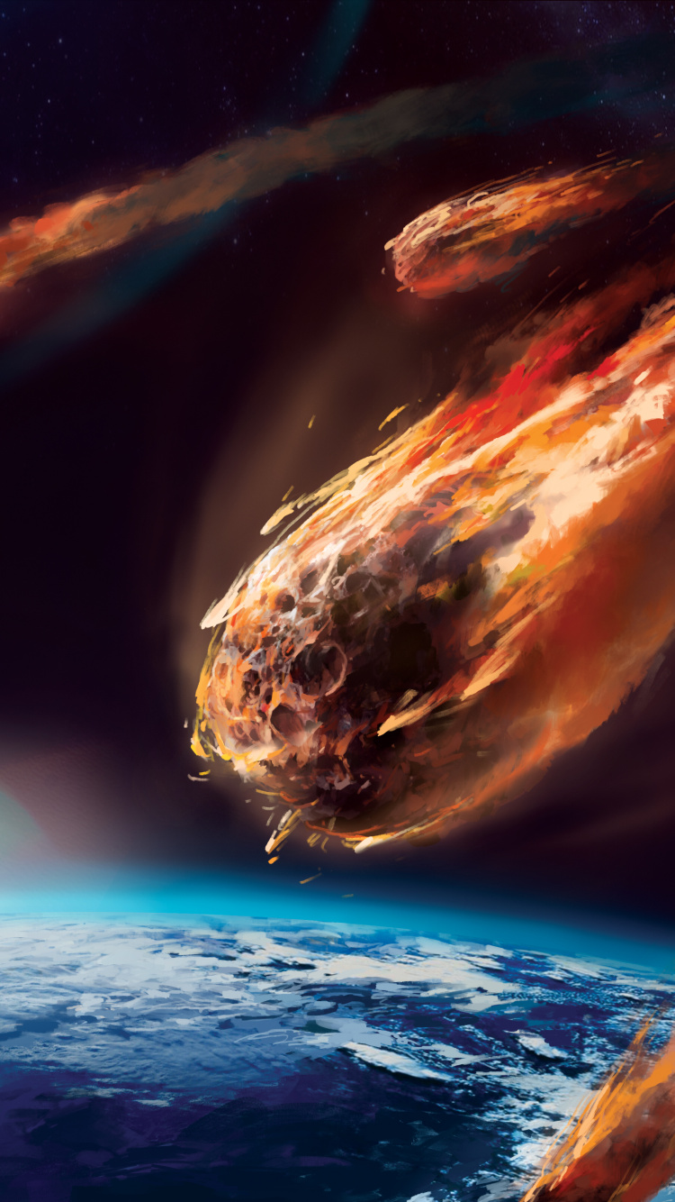 Обои земля, метеорит, астероид, астрономический объект, планета в разрешении 750x1334