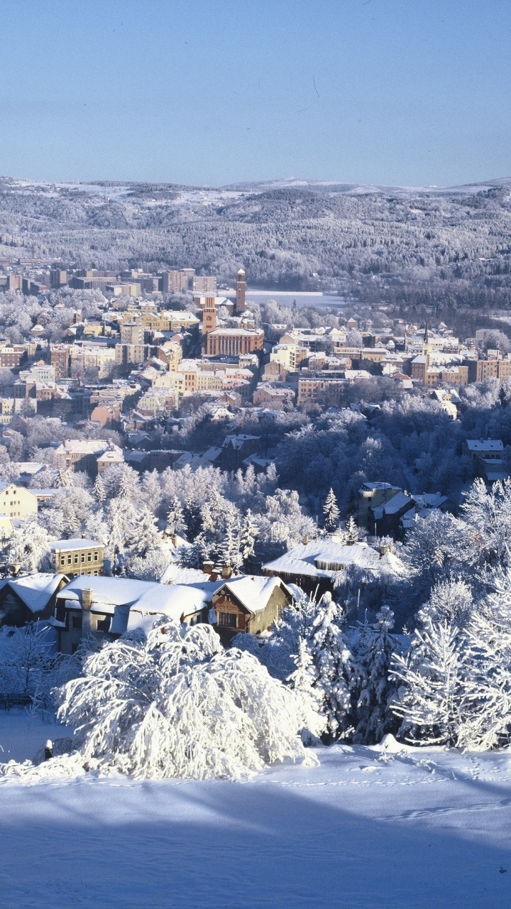 Обои зима, Ubytovn у куб, снег, замораживание, гора в разрешении 720x1280