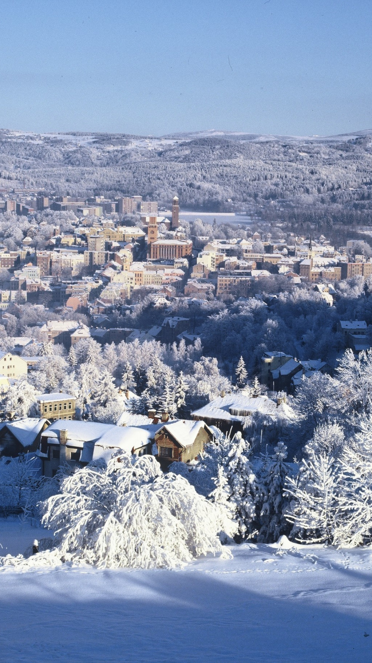 Обои зима, Ubytovn у куб, снег, замораживание, гора в разрешении 750x1334