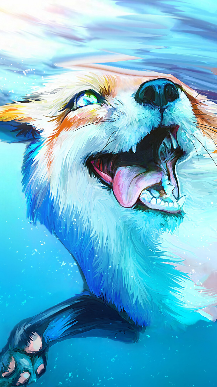 Обои Псовые, арт, иллюстрация, живая природа, вельш корги в разрешении 750x1334