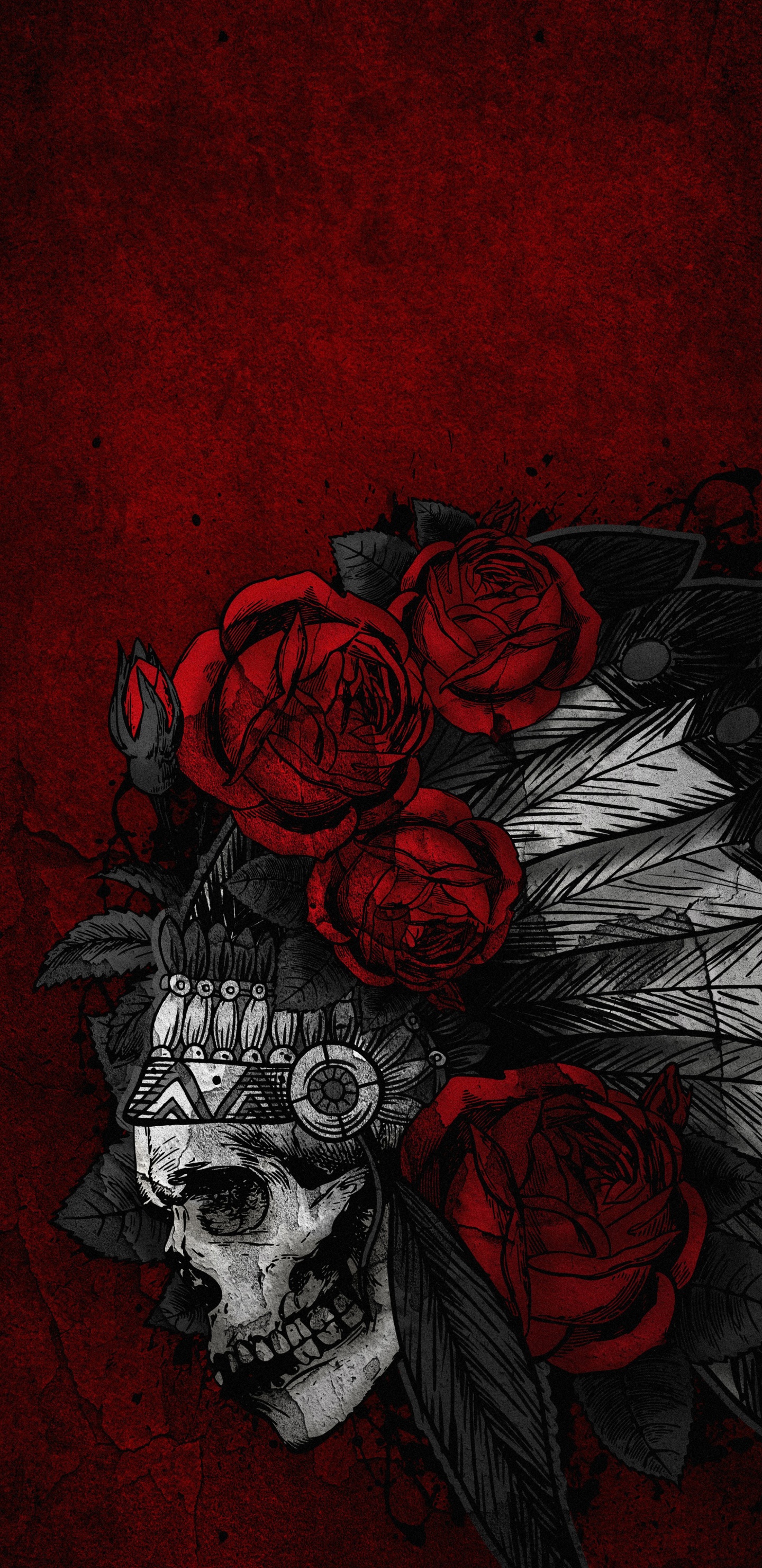 Обои визуальное искусство, иллюстрация, арт, Череп арт, дизайн в разрешении 1440x2960