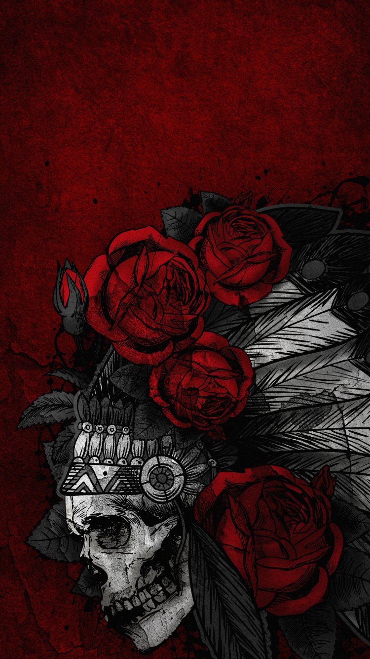 Обои визуальное искусство, иллюстрация, арт, Череп арт, дизайн в разрешении 750x1334