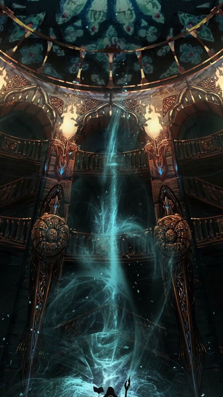 Обои маг замок фэнтези, магия, маг, фэнтези, фантастическое искусство в разрешении 720x1280