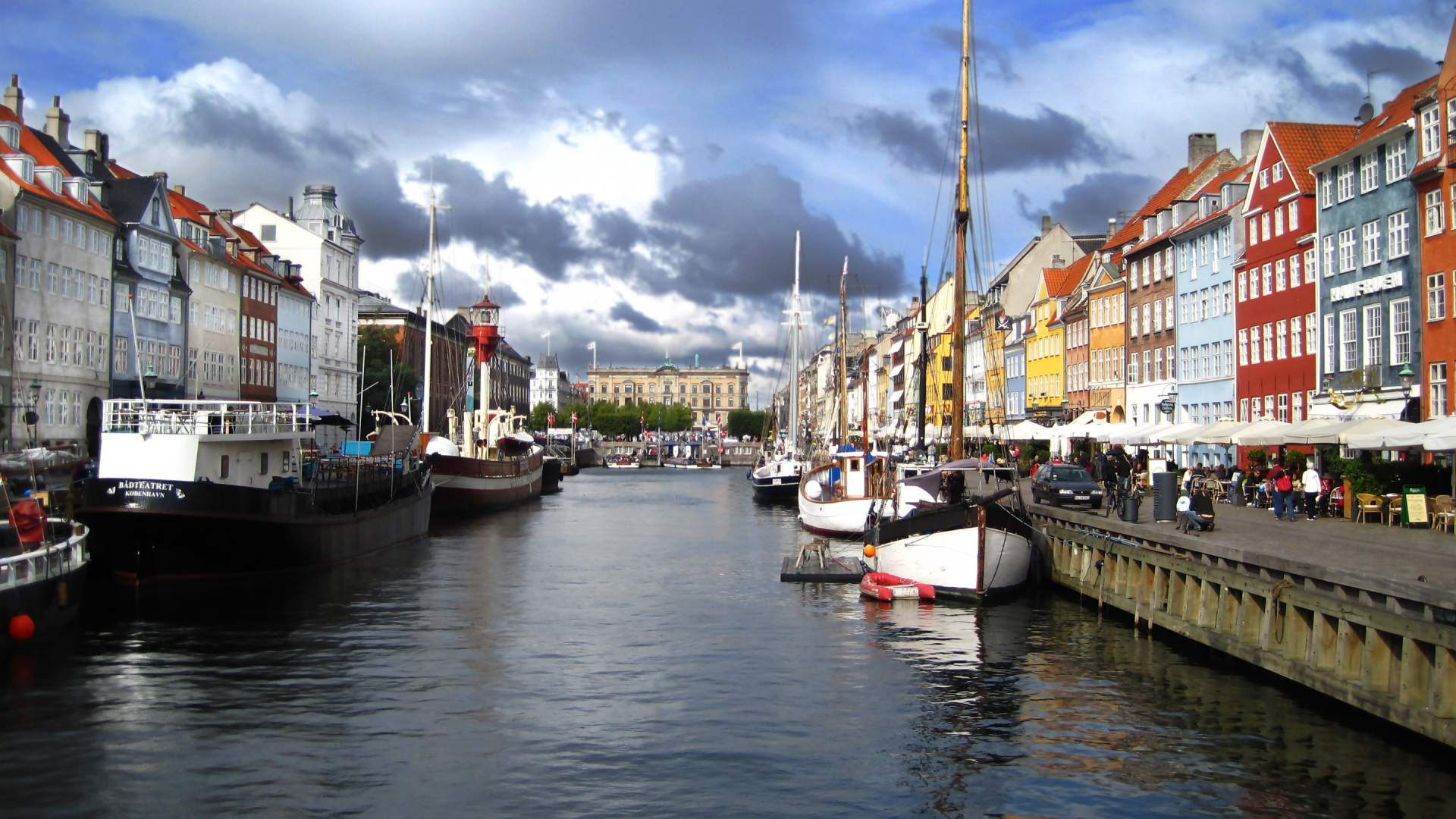 Обои Копенгаген, водный путь, канал, городок, гавань в разрешении 1920x1080