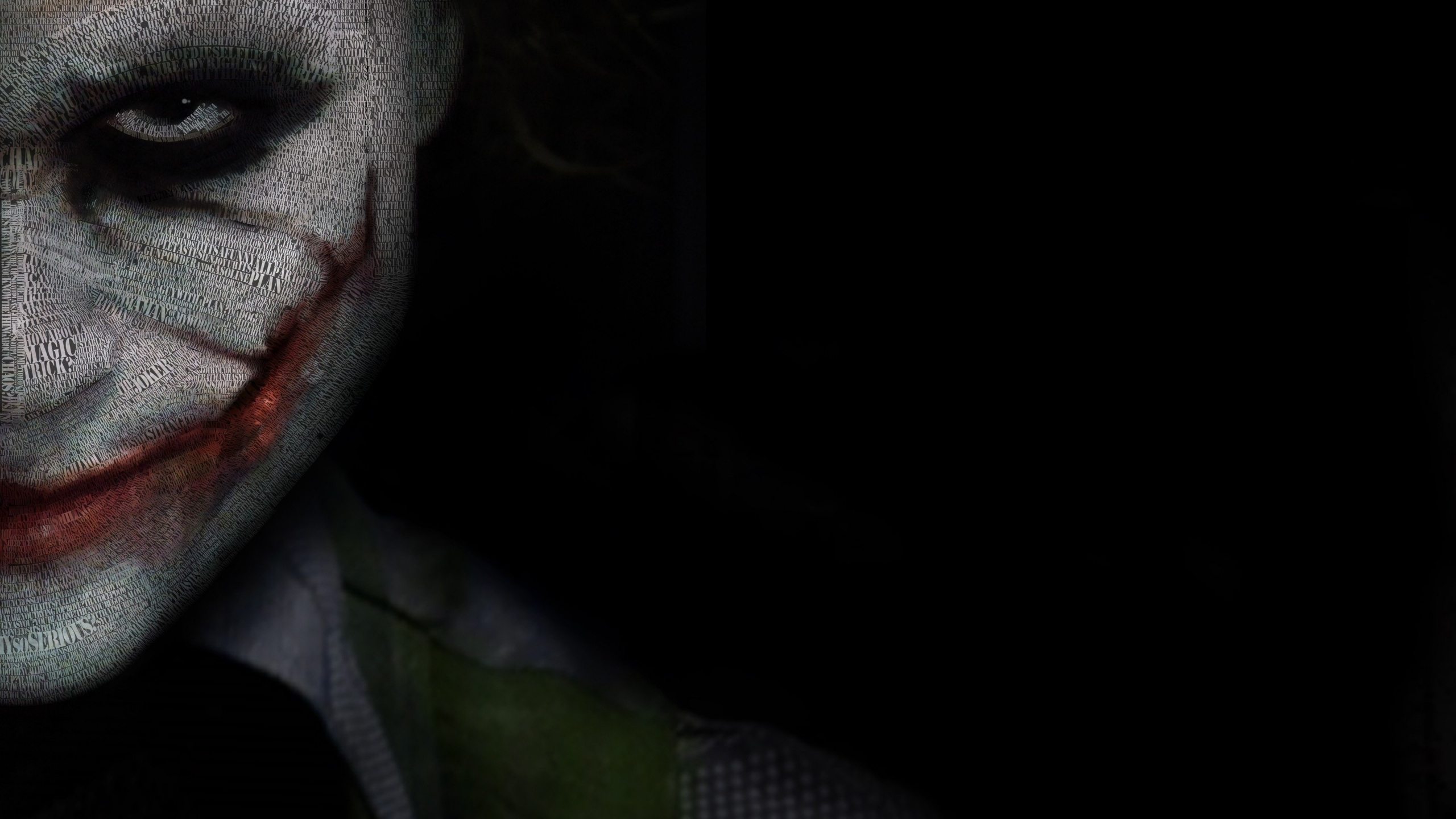 Обои Джокер, Бэтмен, суперзлодей, рот, глаз в разрешении 2560x1440
