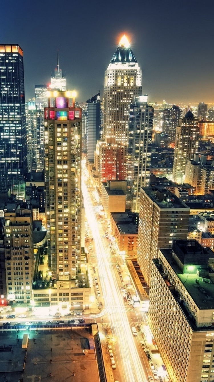 Обои линия горизонта, ночь, городской пейзаж, город, метрополия в разрешении 750x1334