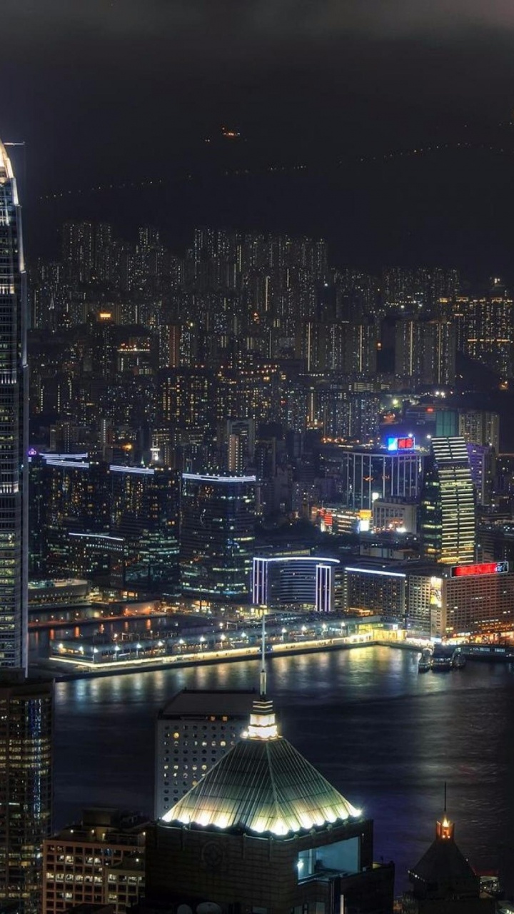 Обои городской пейзаж, город, метрополия, городской район, ночь в разрешении 720x1280