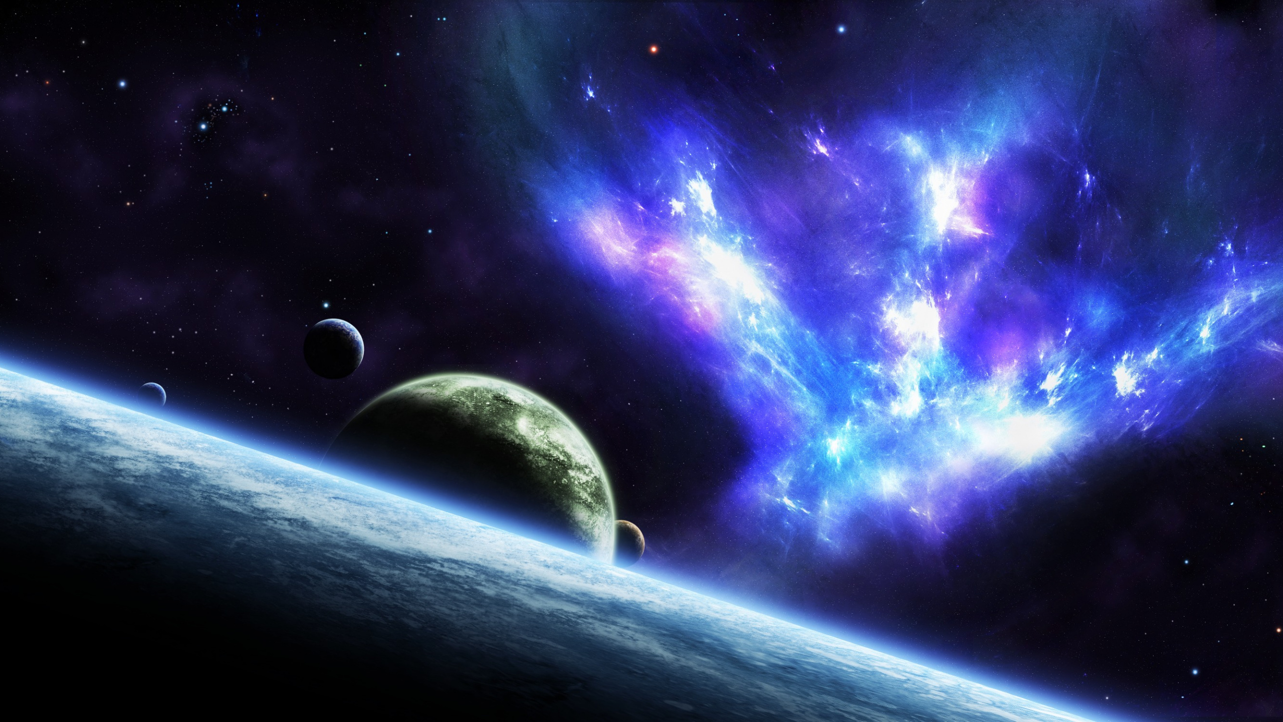 Обои планета, космическое пространство, атмосфера, астрономический объект, космос в разрешении 2560x1440