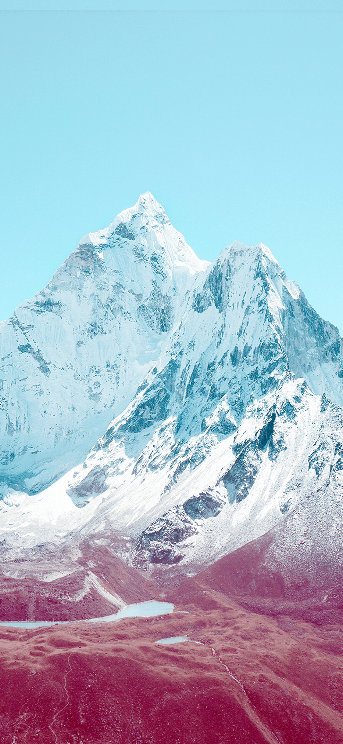 Обои яблоко, гора, снег, природный ландшафт, склон в разрешении 1125x2436