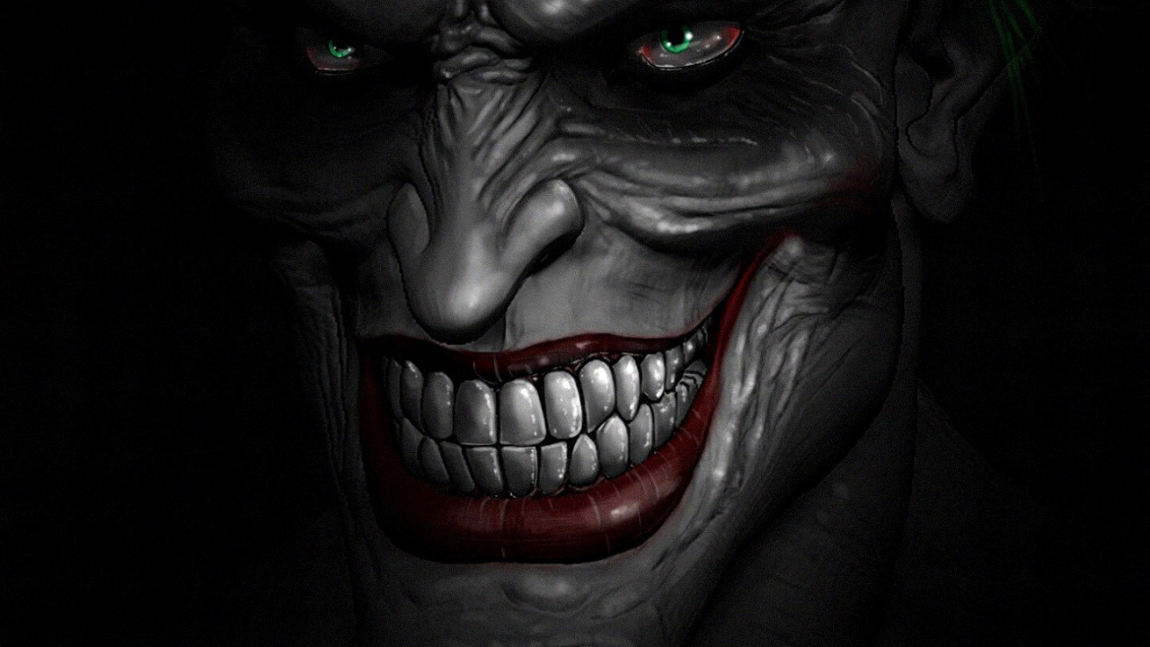 Обои Джокер, арт, Бэтмен, минимализм, пасть в разрешении 1280x720