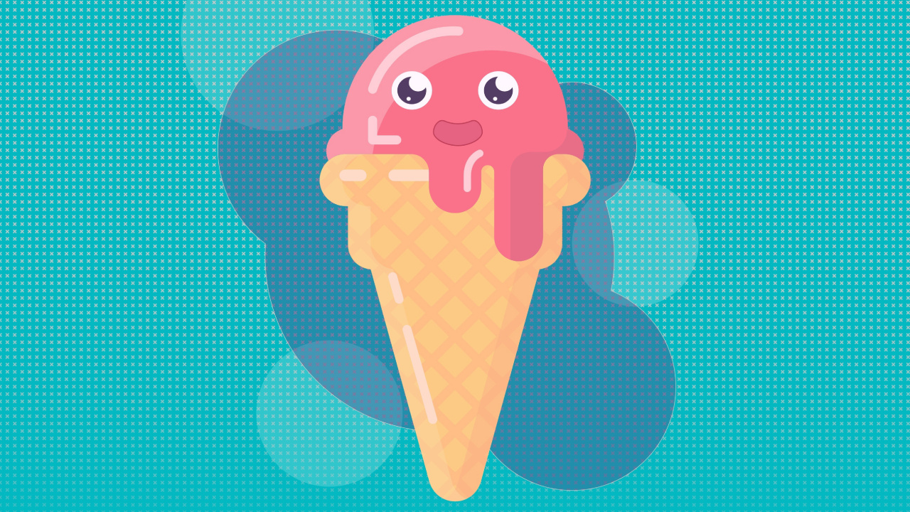 Обои мороженое, рожок мороженого, иллюстрация, мультфильм, пища в разрешении 1280x720