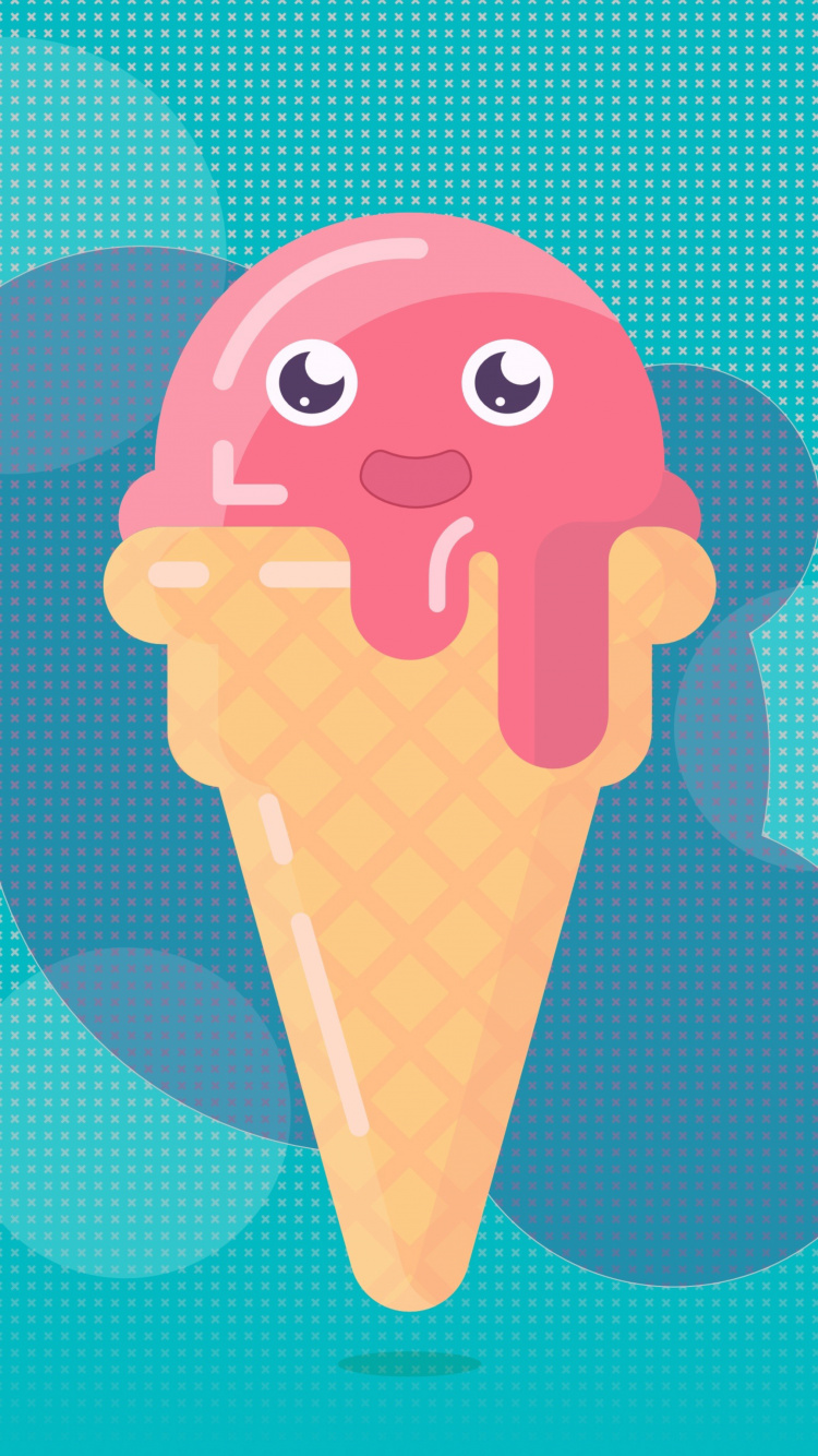 Обои мороженое, рожок мороженого, иллюстрация, мультфильм, пища в разрешении 750x1334