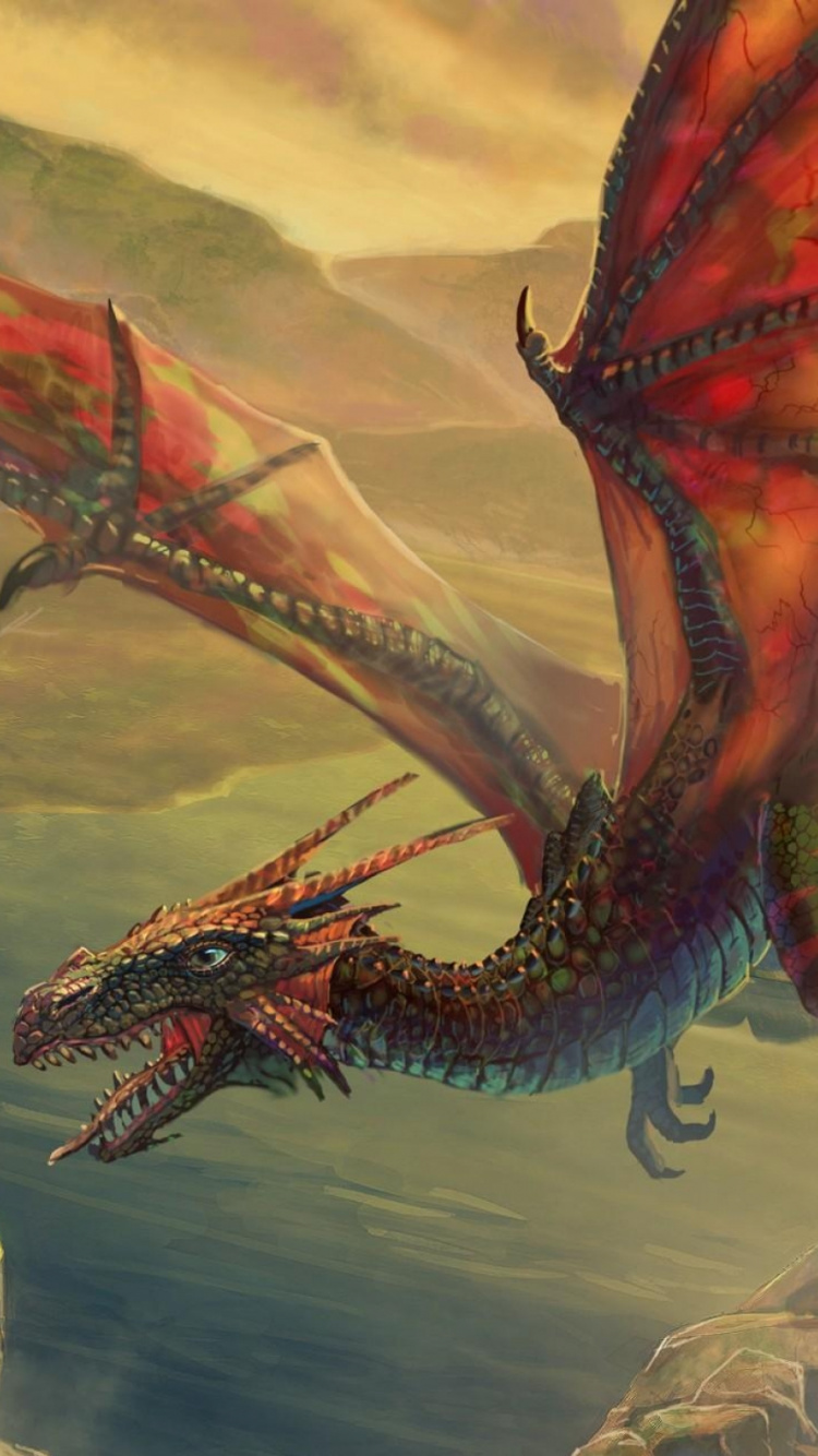 Обои дракон, мифическое существо, мифология, вымирание, цепи в разрешении 750x1334