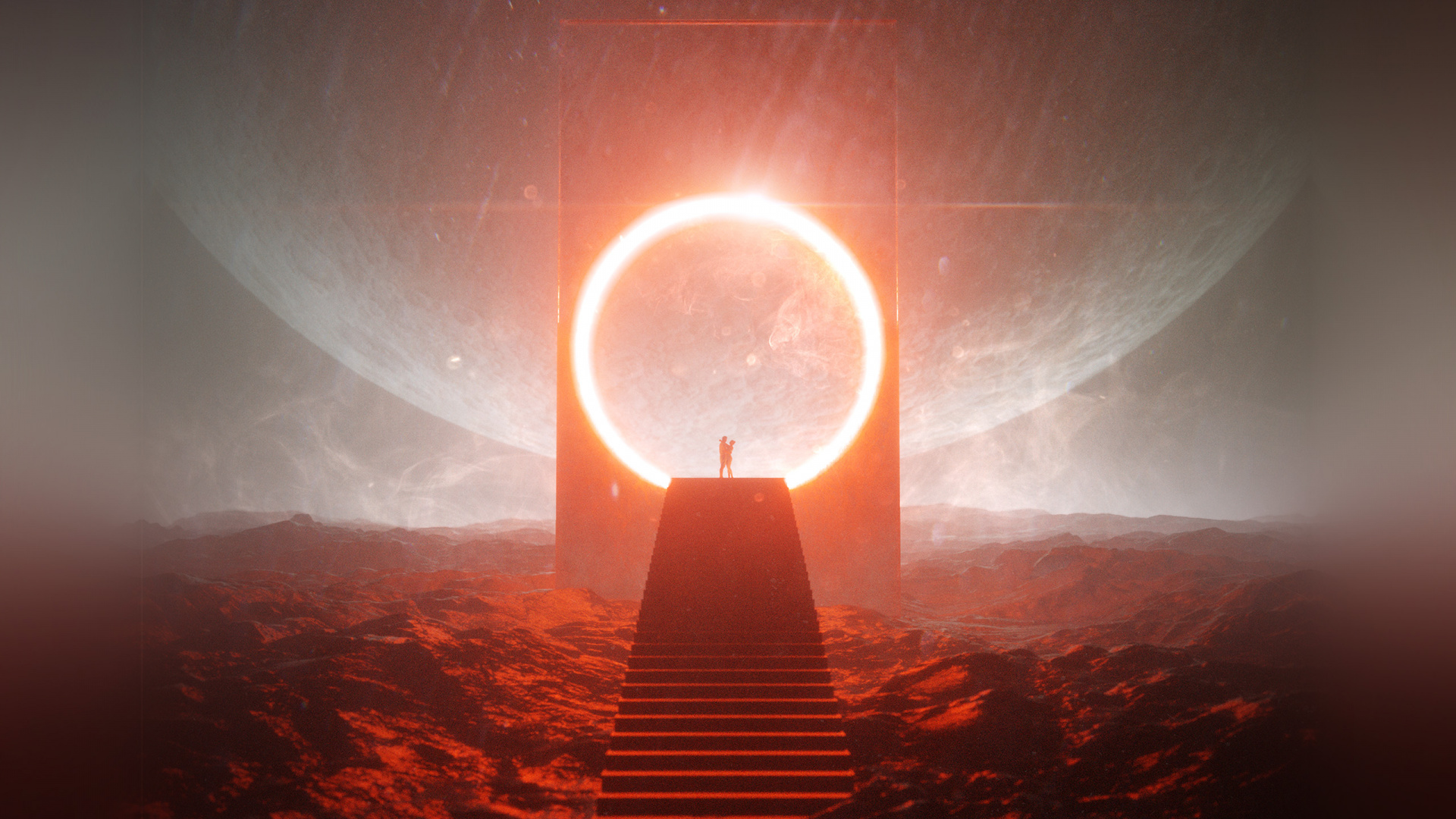 Обои свет, солнце, Апельсин, атмосфера, горизонт в разрешении 1920x1080