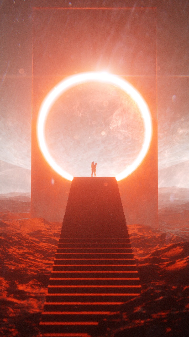 Обои свет, солнце, Апельсин, атмосфера, горизонт в разрешении 720x1280