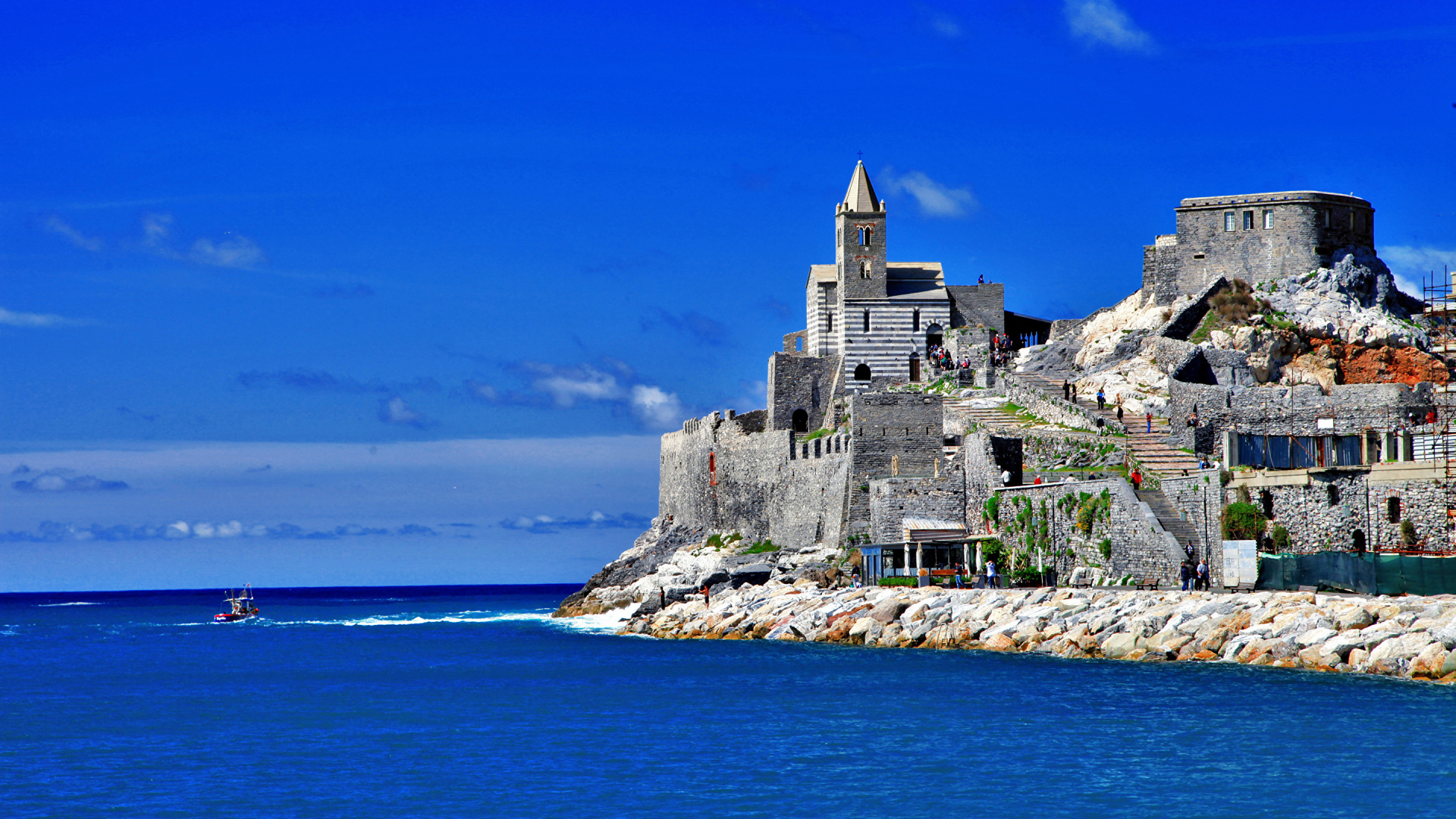 Обои церковь Святого Петра, море, мыс, побережье, туризм в разрешении 1920x1080