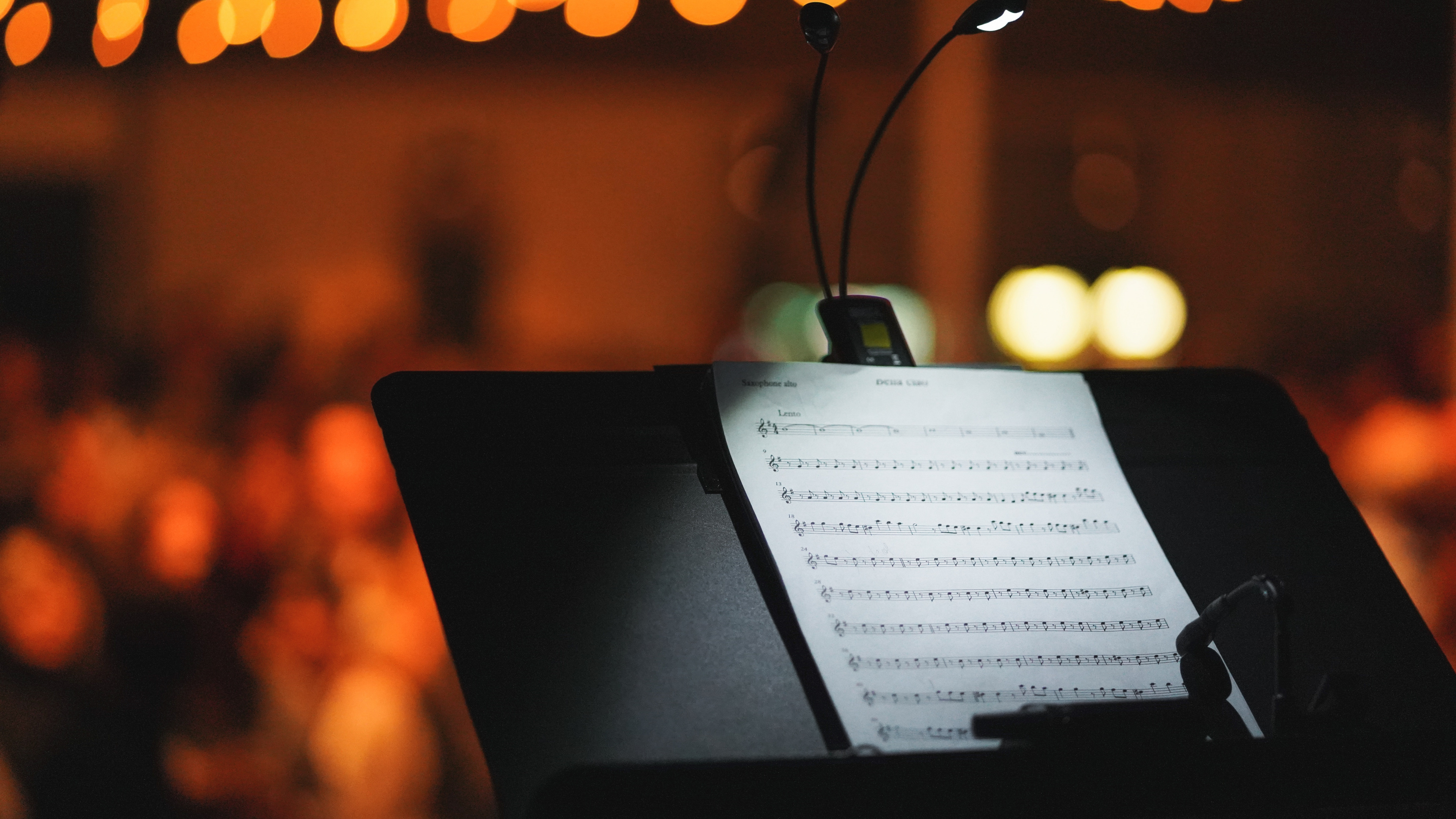 Обои ноты, музыкальная нота, освещение, Апельсин, событие в разрешении 3840x2160