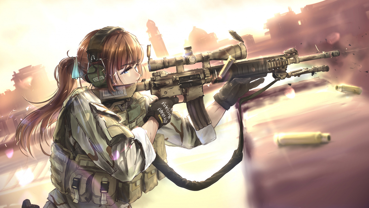 Обои аниме, Девушки с оружием, иллюстрация, солдат, игры в разрешении 1280x720