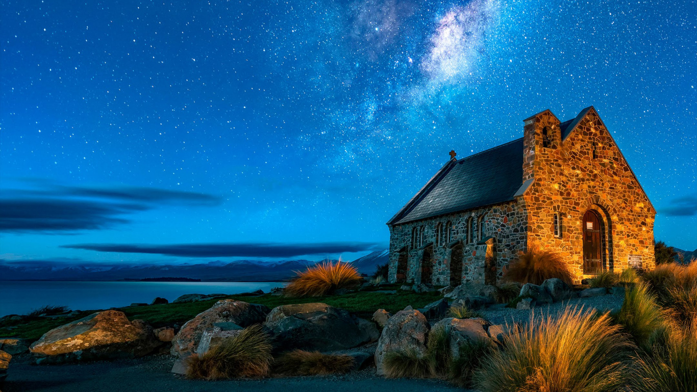 Обои ZTE, ZTE Axon M, Млечный Путь, ночь, природный ландшафт в разрешении 1366x768