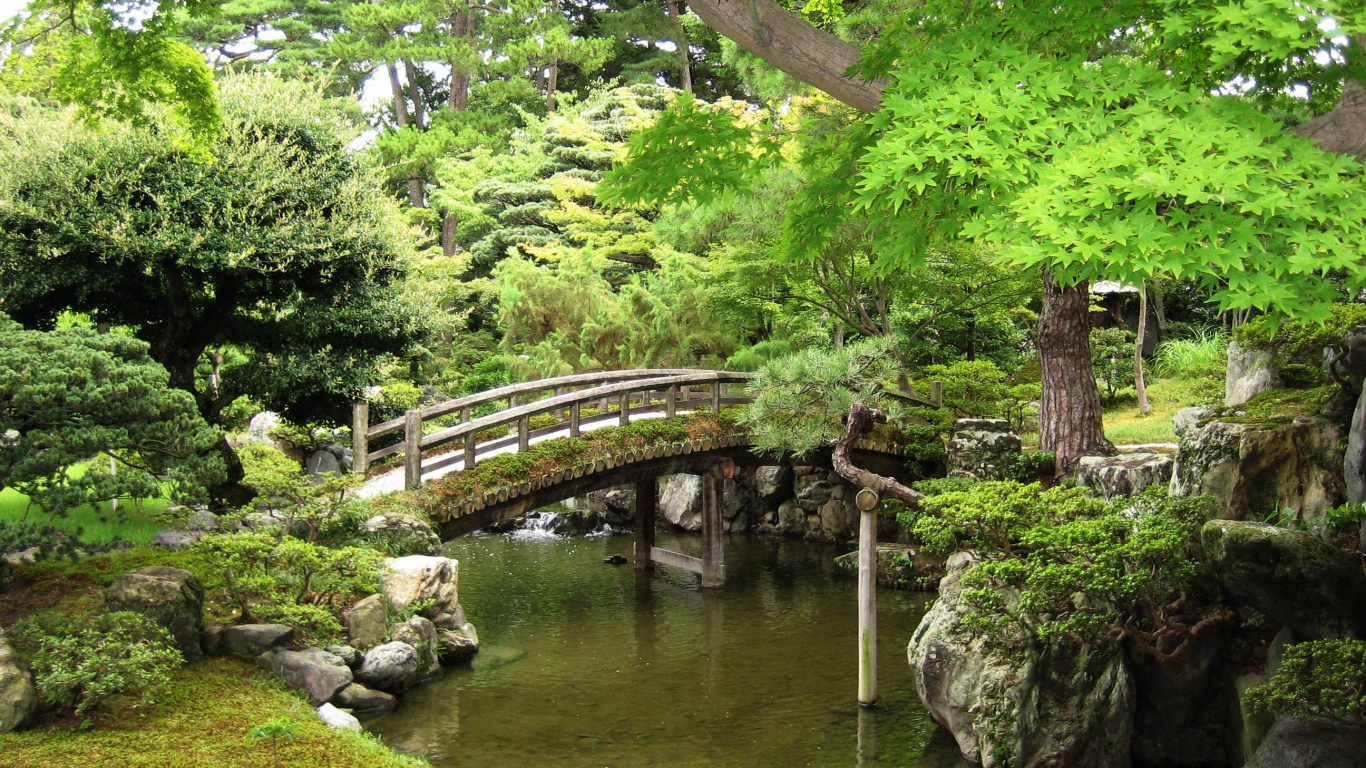 Обои Императорский Дворец В Киото, японский сад, природа, растительность, сад в разрешении 1366x768