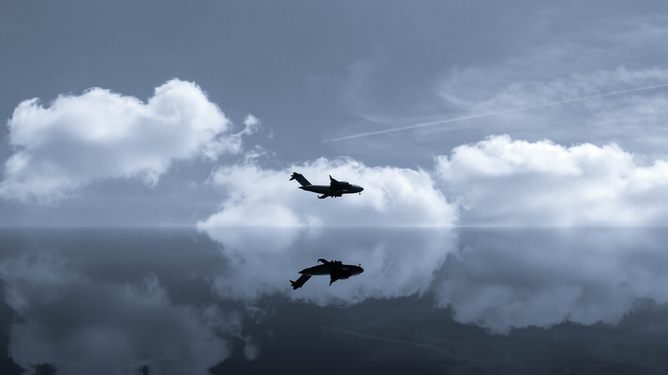 Обои самолет, самолеты, полет, облако, атмосфера в разрешении 1366x768