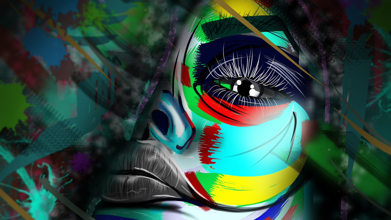 Обои арт, произведение искусства, графический дизайн, психоделическое искусство, иллюстрация в разрешении 1366x768