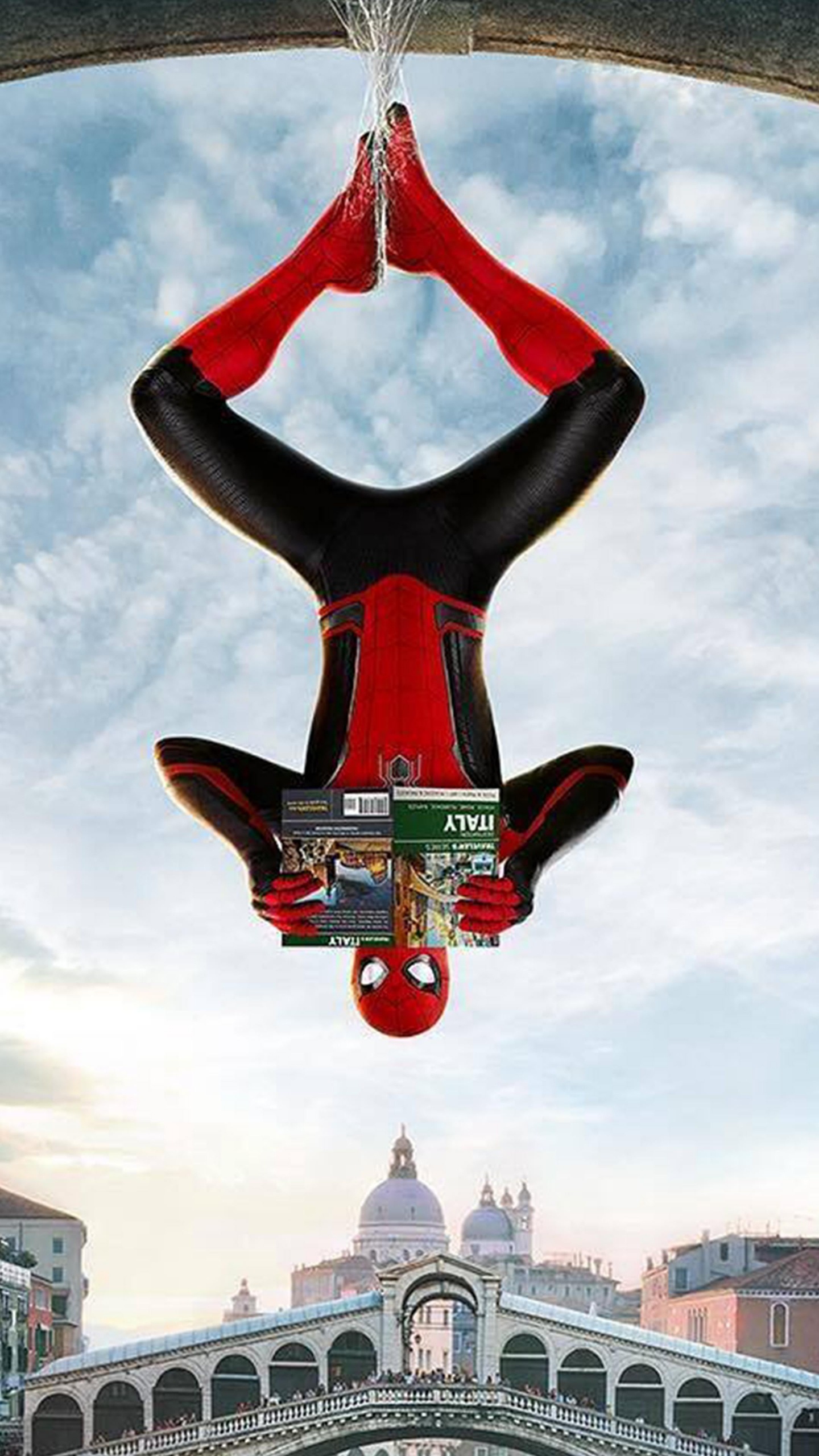 Обои Человек-паук вдали от дома плакат, человек-паук, постер, супергерой, Студия Marvel в разрешении 1440x2560