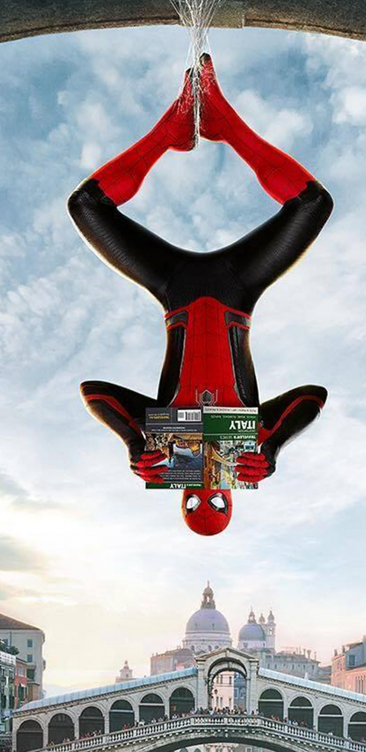 Обои Человек-паук вдали от дома плакат, человек-паук, постер, супергерой, Студия Marvel в разрешении 1440x2960