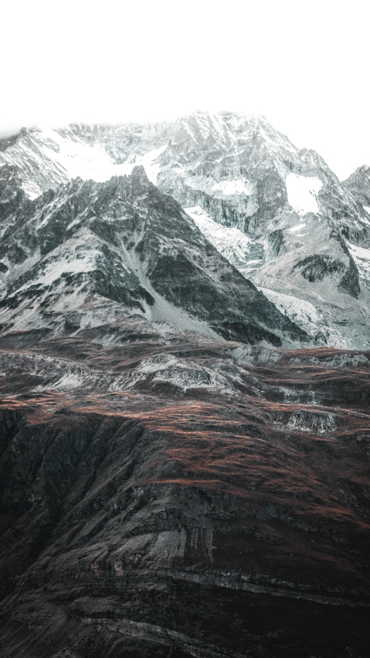 Обои горный рельеф, гора, белые, горный хребет, нагорье в разрешении 720x1280