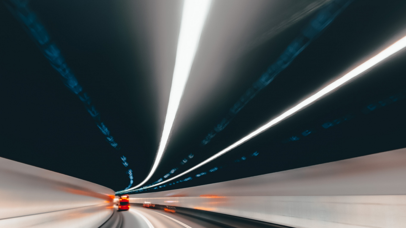 Обои магистраль, дорога, линия, туннель, инфраструктура в разрешении 1366x768