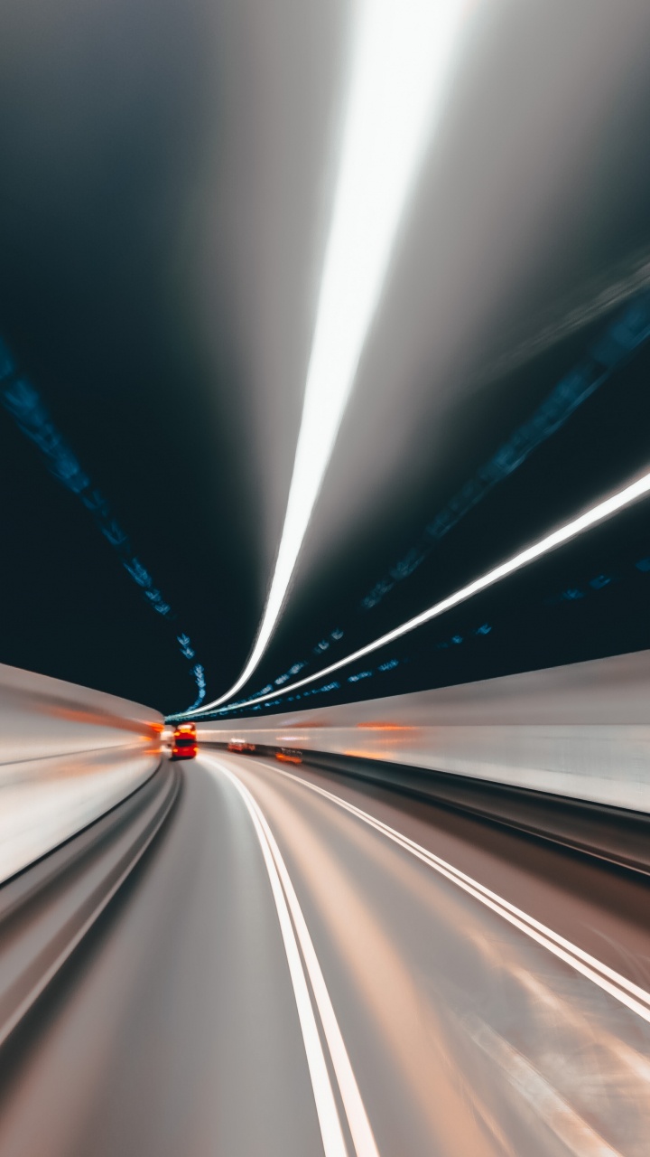 Обои магистраль, дорога, линия, туннель, инфраструктура в разрешении 720x1280